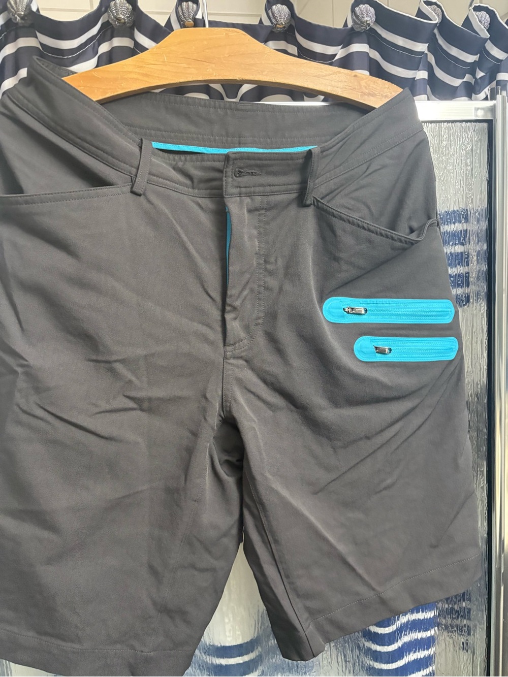 lululemon athletica Black Shorts with Teal Zip Details